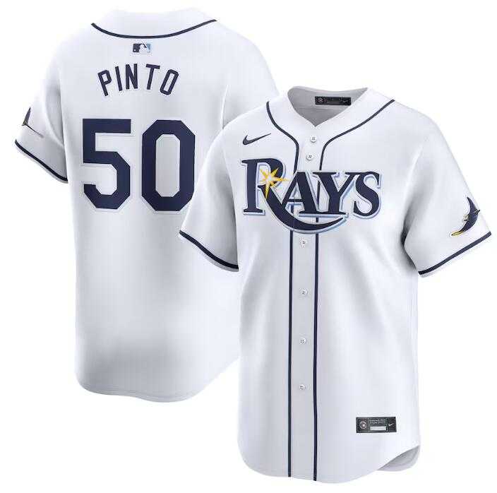 Men%27s Tampa Bay Rays #50 Rene Pinto White Home Limited Stitched Baseball Jersey Dzhi->tampa bay rays->MLB Jersey